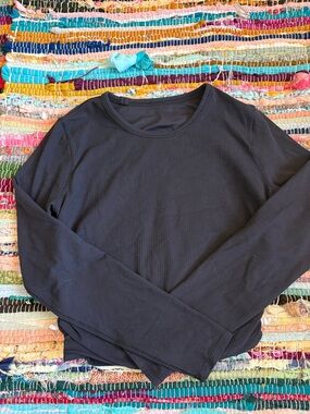 lululemon athletica Black Ribbed Long Sleeve Crew Top